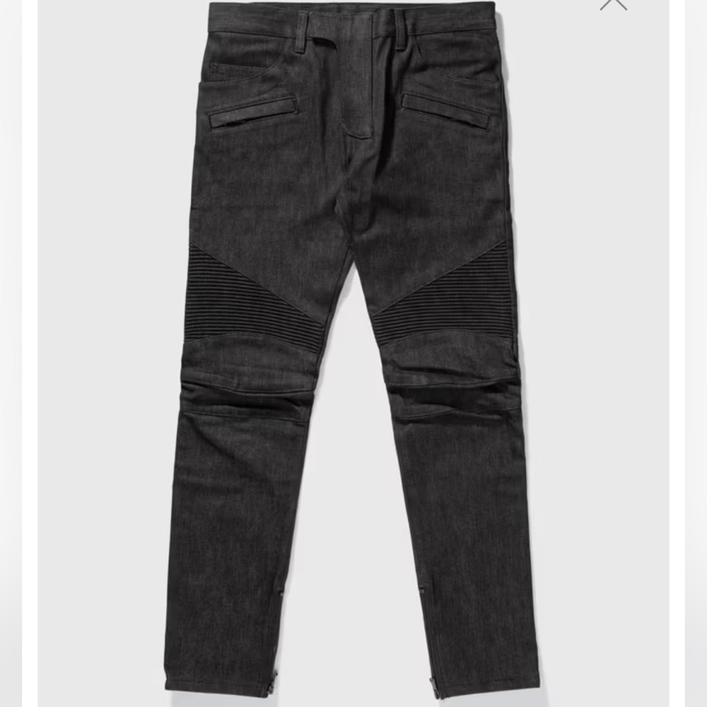 BALMAIN Paris Denim Distressed Biker Jeans